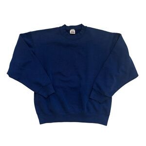 Vintage BVD Crewneck Sweatshirt Mens Large Blue Fleece Blank 50/50‎ Made in USA